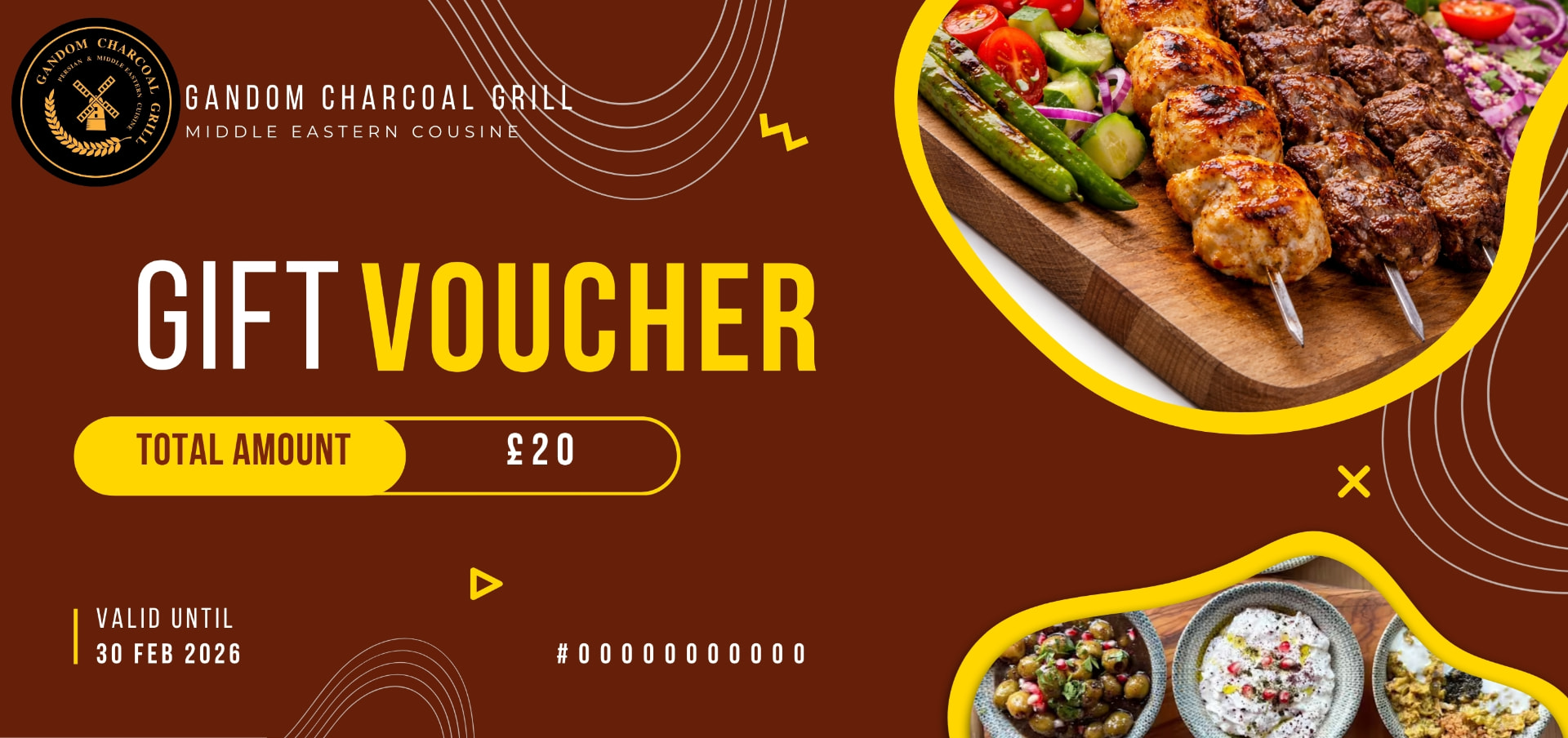 Gandom Charcoal Grill gift voucher example